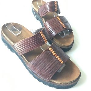 Naot Leather Slides With Beads, EUSz 39